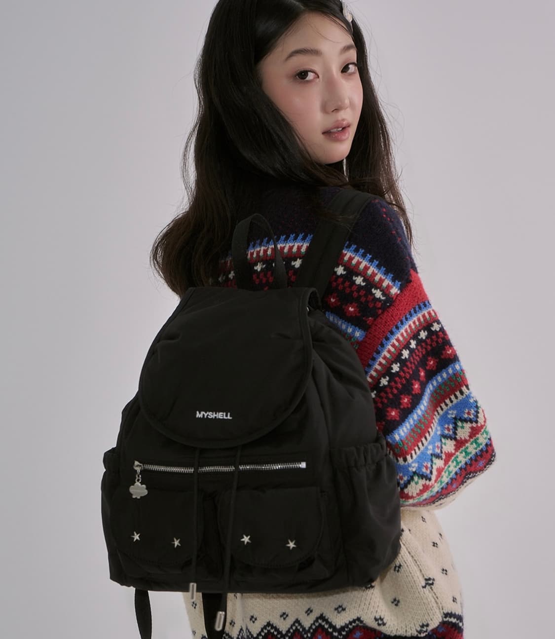 MY SHELL 마이쉘 블랙 백팩 (새상품) 상품이미지5