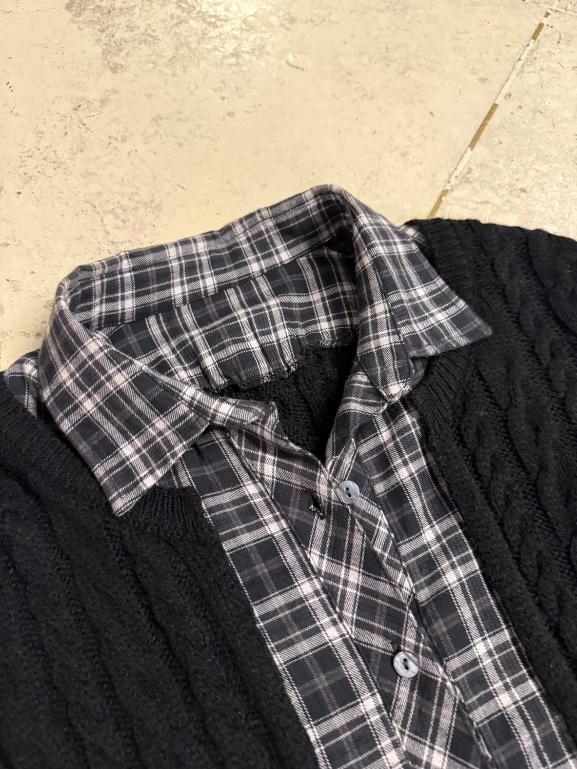 shirt layered elbow patch cardigan 상품이미지7