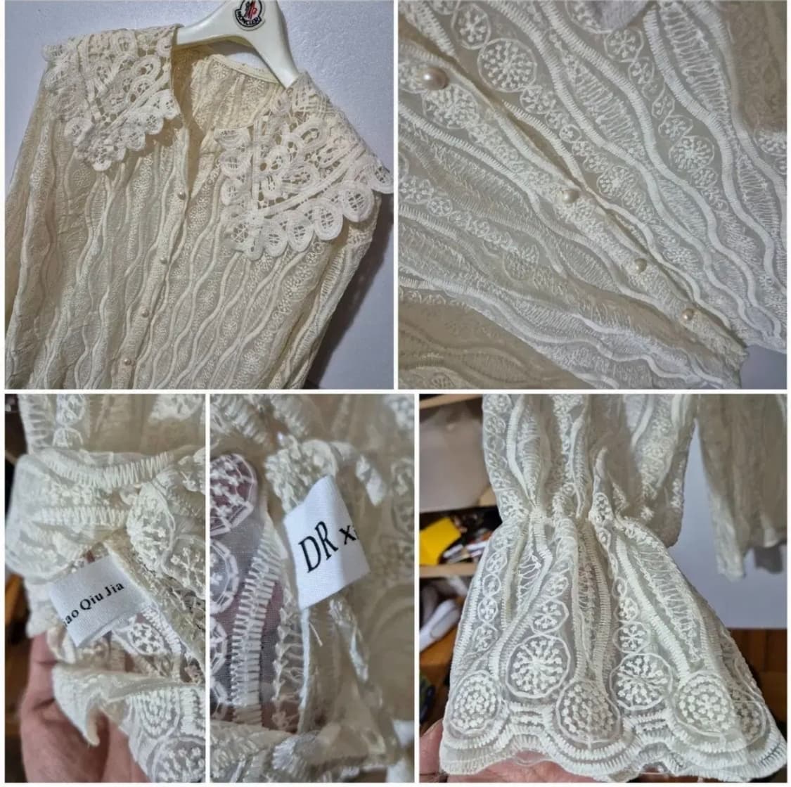 335 ) 자수 진주 시스루 고급 가디건 셔츠 4계절 최상급 상품이미지3