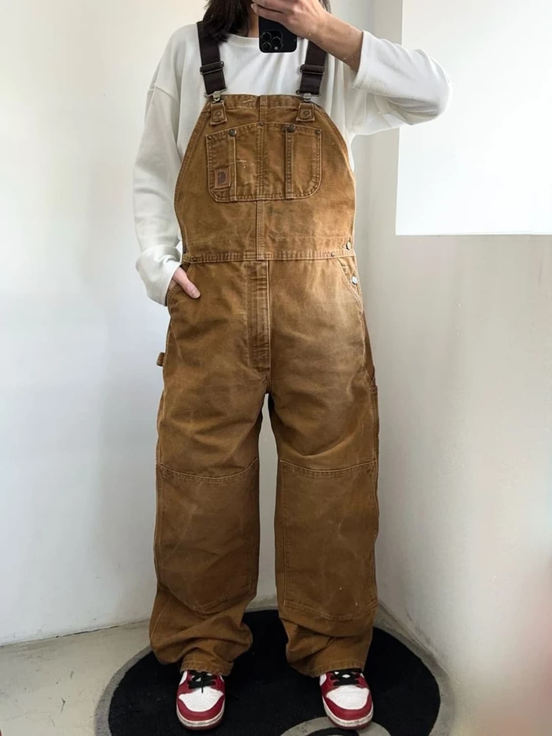칼하트 90s 샌드스톤 더블니 캔버스 오버롤 PN3977 상품이미지2