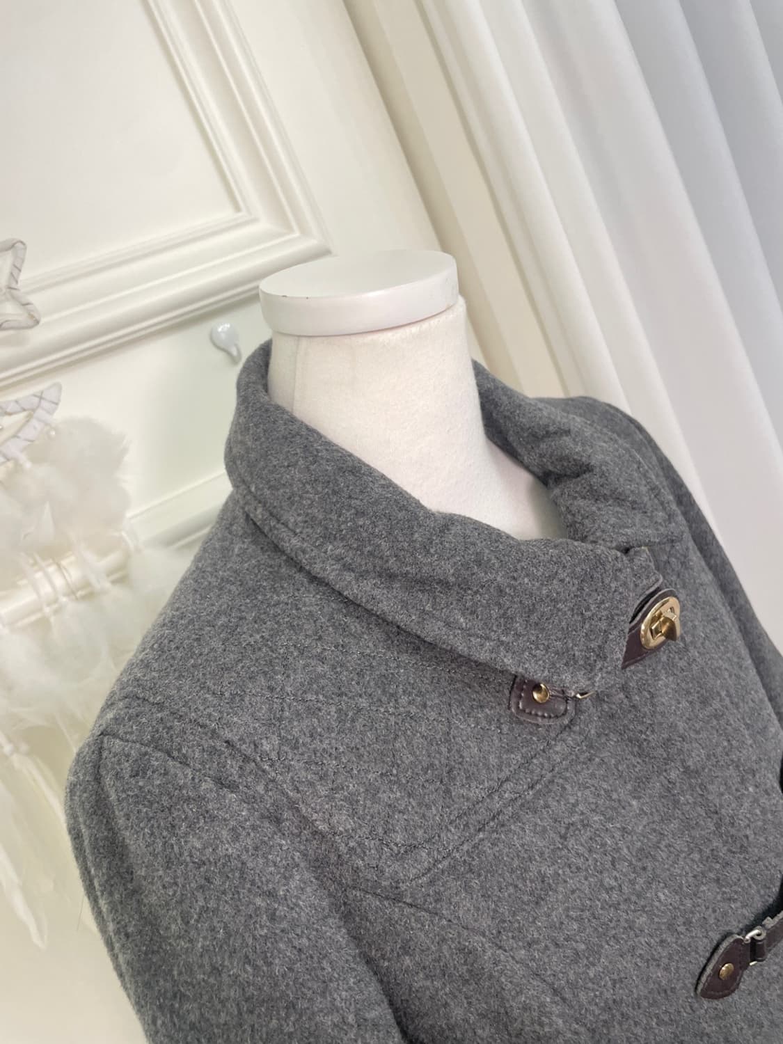 charcoal button point short coat 상품이미지5