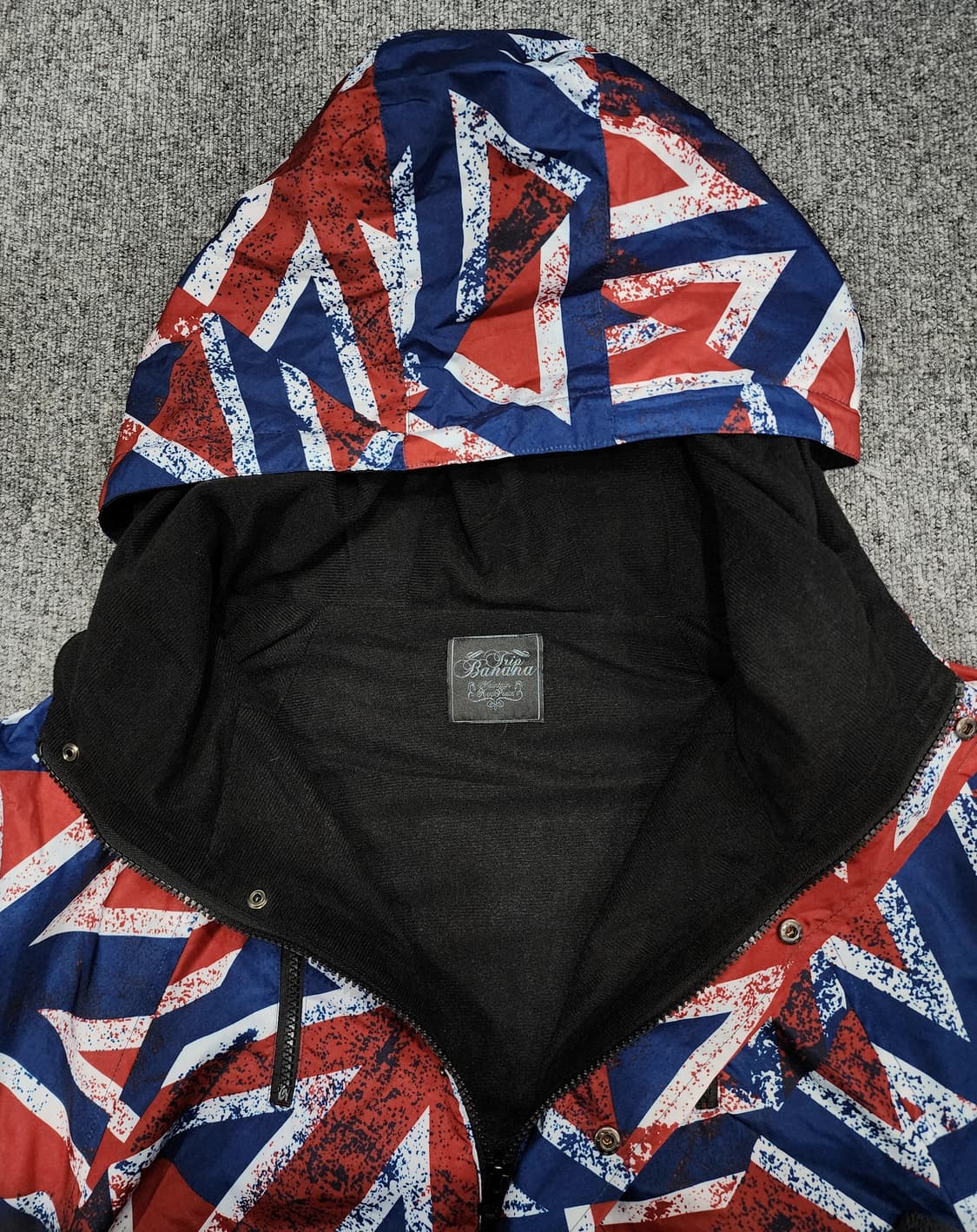일본 빈티지 유니언잭 패턴 후드 바람막이 L 상품이미지5