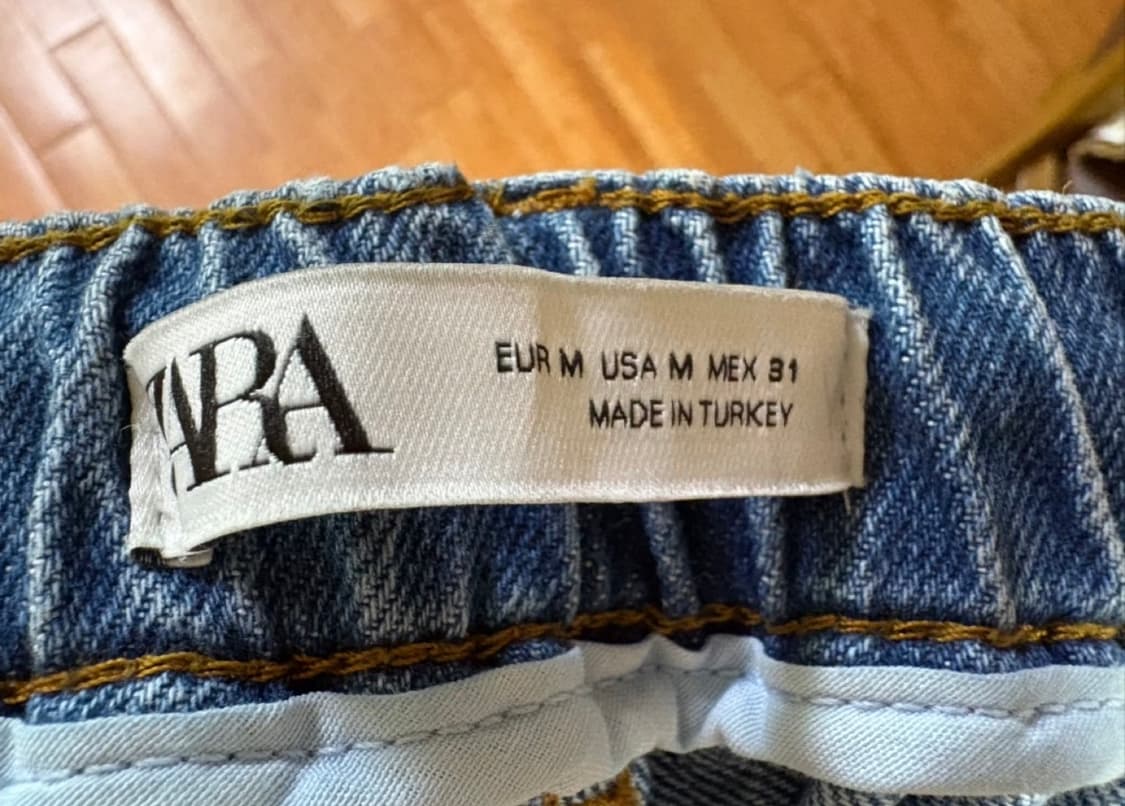 ZARA 밴딩 데님 팬츠 / 연청 / 와이드핏 (M) 상품이미지3