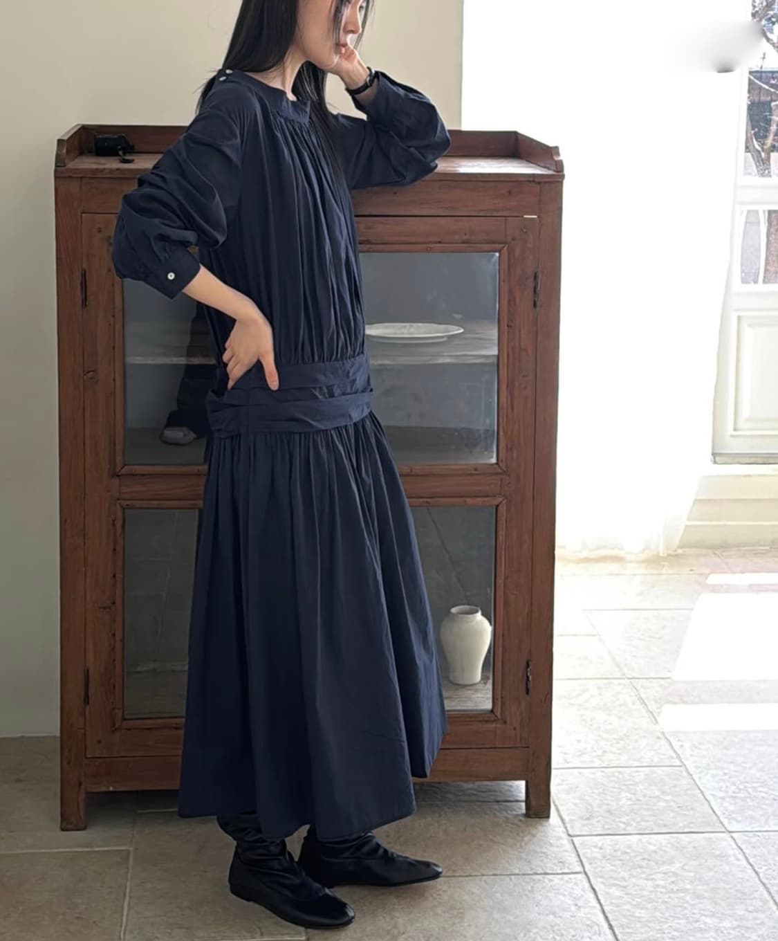 [새 상품]언앤써드미스테리 핀턱 루즈 원피스(네이비) 상품이미지4