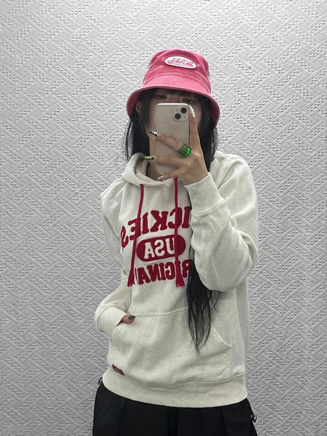 본 더치 Y2K 빈티지 크랙 핫핑크 벙거지모자 버킷햇 C08637 상품이미지1