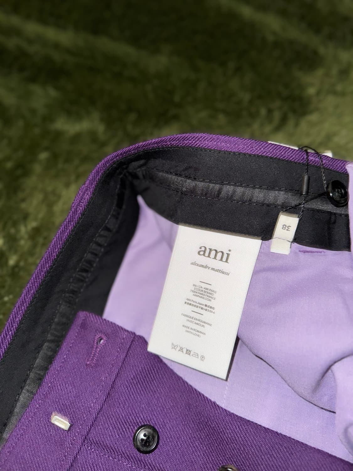 [38] AMI 아미 와이드 레그 테일러드 버튼 플라이 트라우저 퍼플 상품이미지4