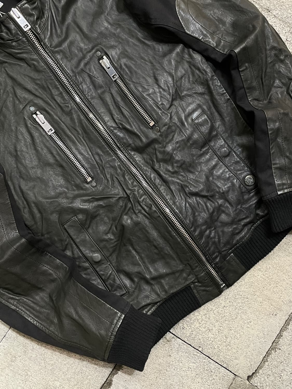 디젤 레더 믹스 봄버 자켓 상품이미지4