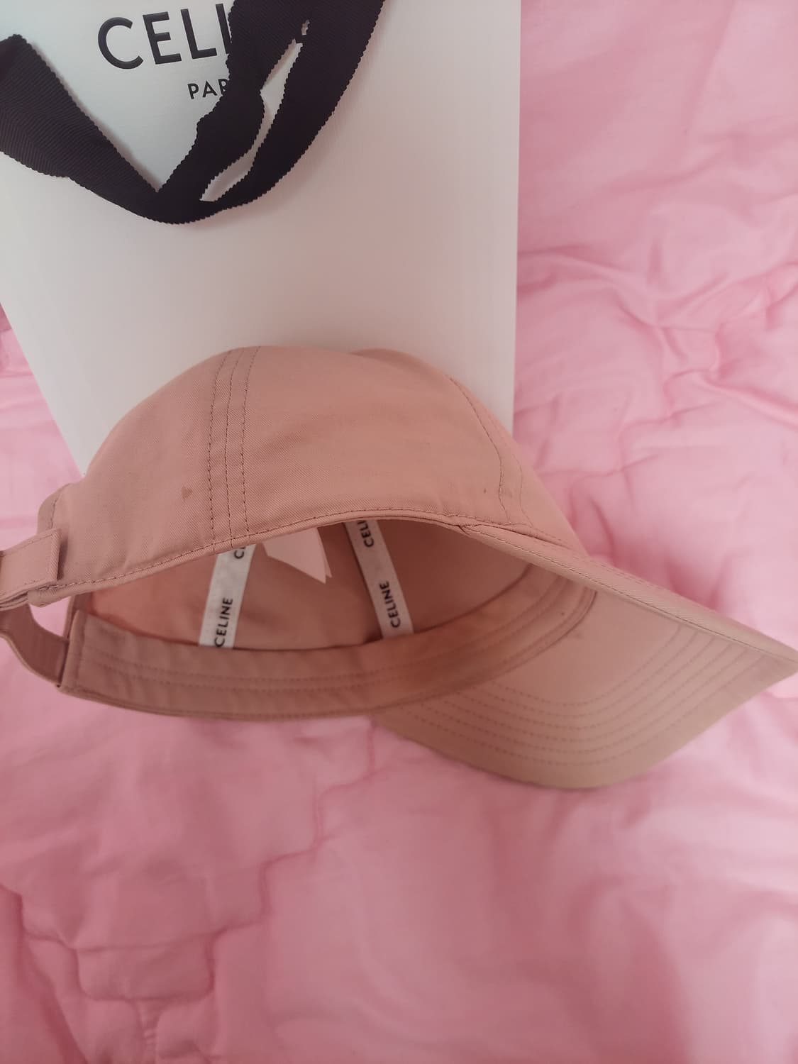 정품)급처상태양호!셀린느 핑크 트리옹프 트리오페 베이스볼 캡 연예인 모자 상품이미지9