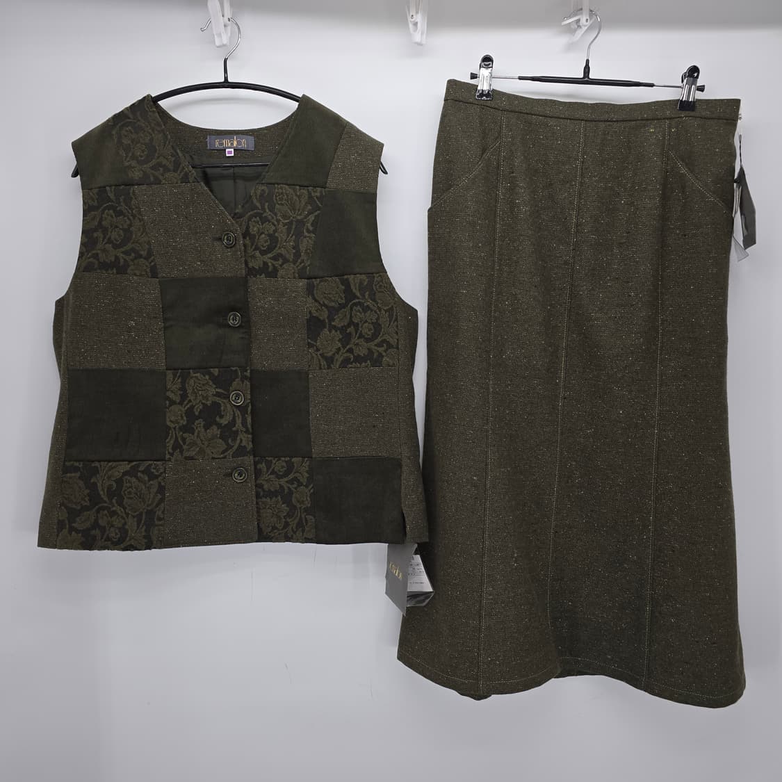 일본 빈티지 울 혼방 셋업 (베스트 + 스커트) L 상품이미지1