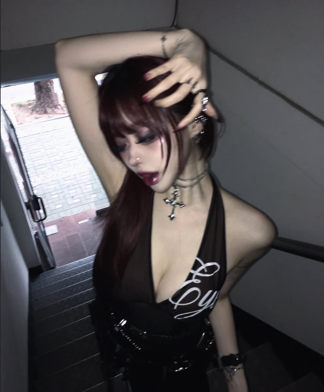 나나 펑크 크리스탈 크로스 십자가 팬던트 네크리스 목걸이 상품이미지4
