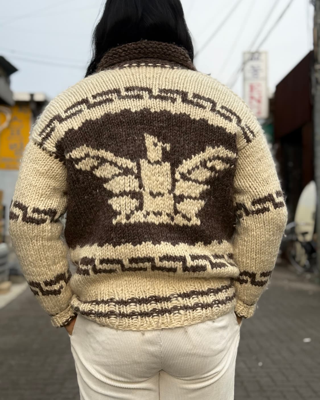 초기 60s 빈티지 썬더버드 패턴 핸드니트 코위찬 스웨터 105 상품이미지9