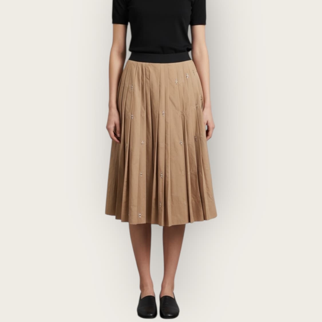 67/ 랑방컬렉션 플리츠 비즈 미디 밴딩 스커트 상품이미지1