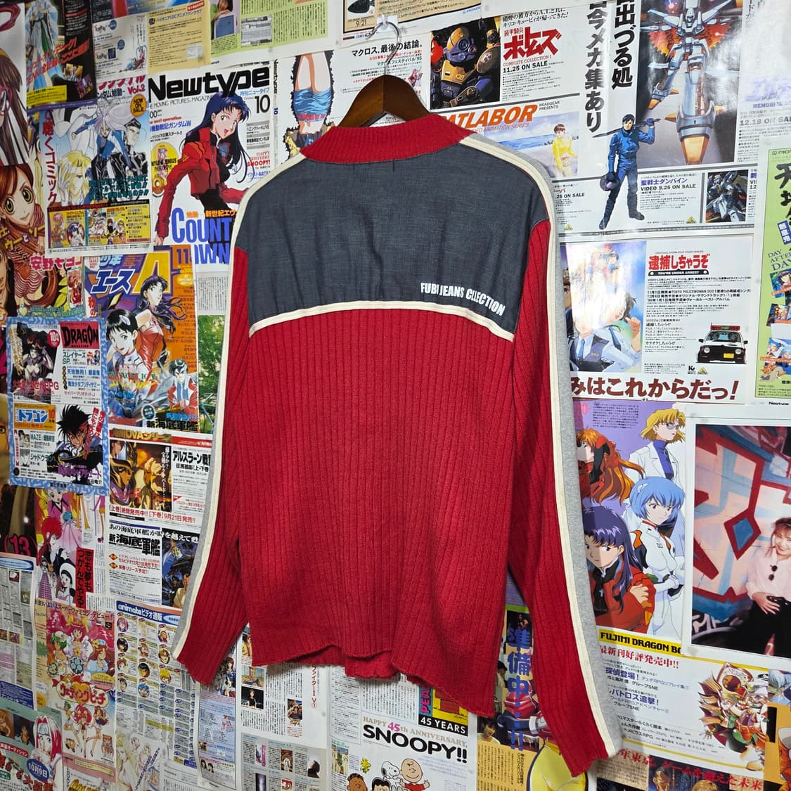 후부 데님 배색 레드 니트 집업  상품이미지6