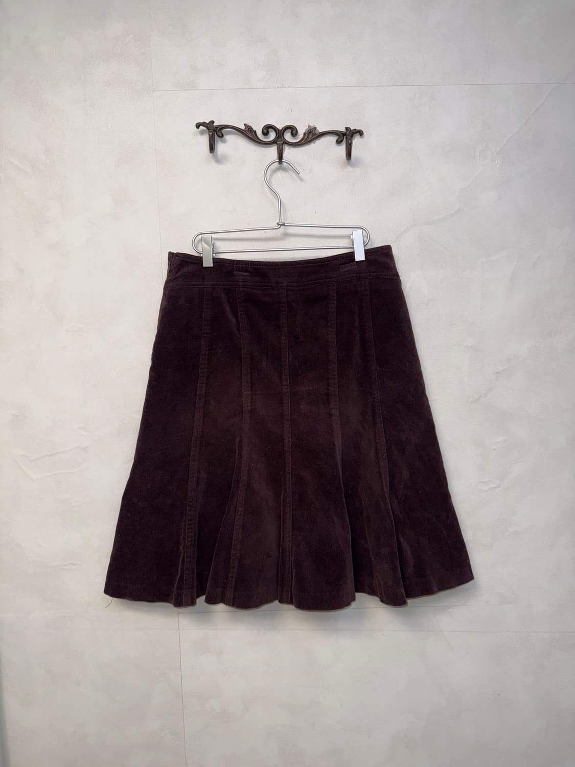Deep violet velvet pleats midi skirt 상품이미지1