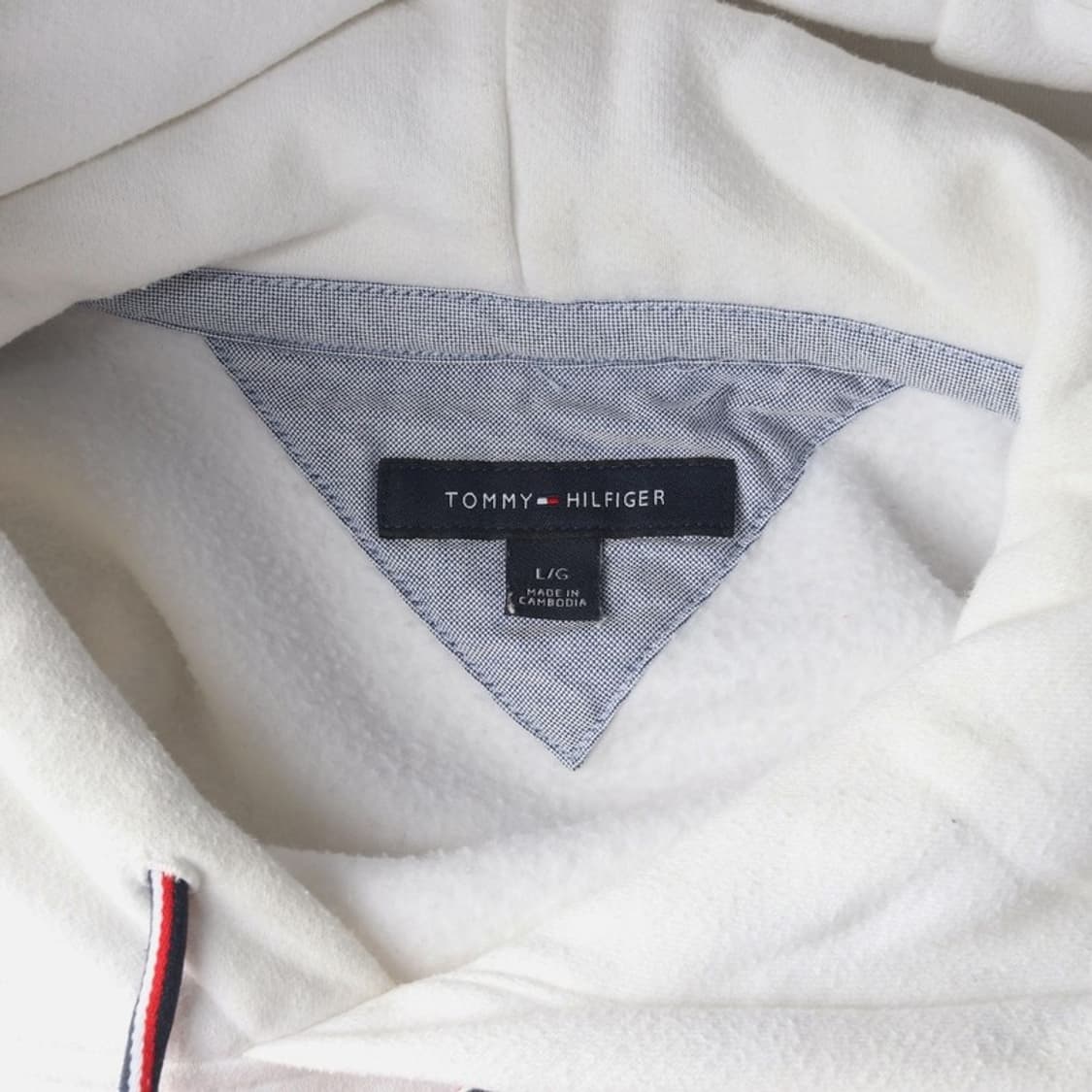 타미힐피거 빅로고 기모 후드티 화이트 L 상품이미지5