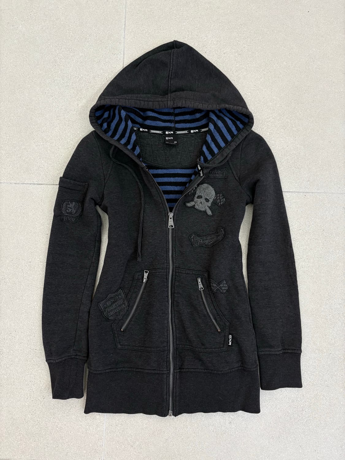 해골 패치 후드집업 상품이미지1