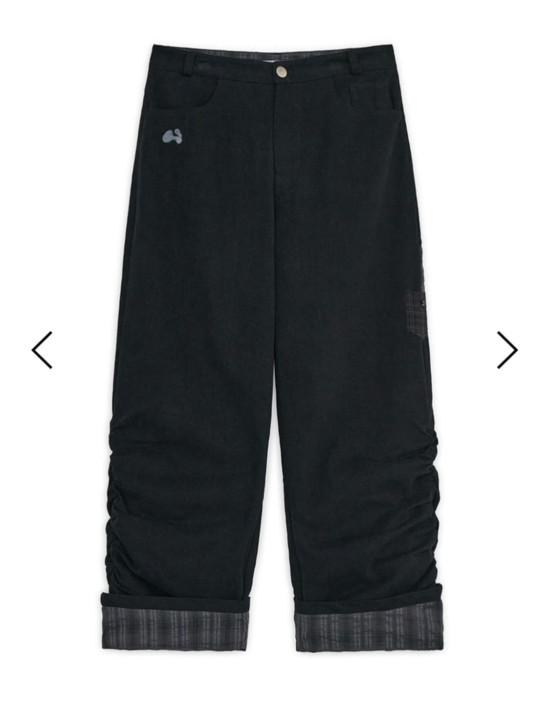 (S) 허그유어스킨 체크 롤업 코튼 팬츠 블랙 상품이미지1