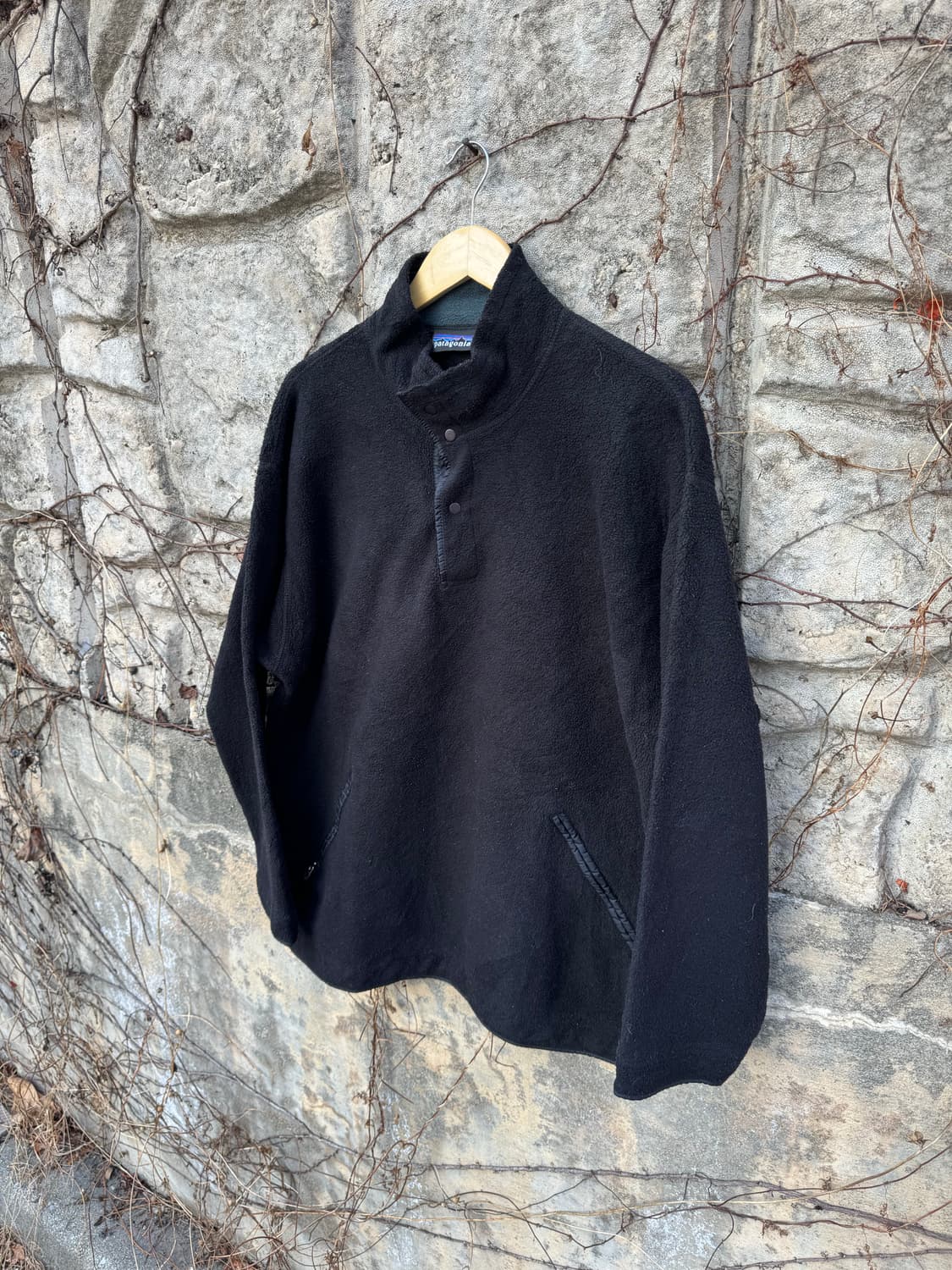 90s 파타고니아 usa 신칠라 플리스 후리스 스냅티 오버핏 블랙 상품이미지3