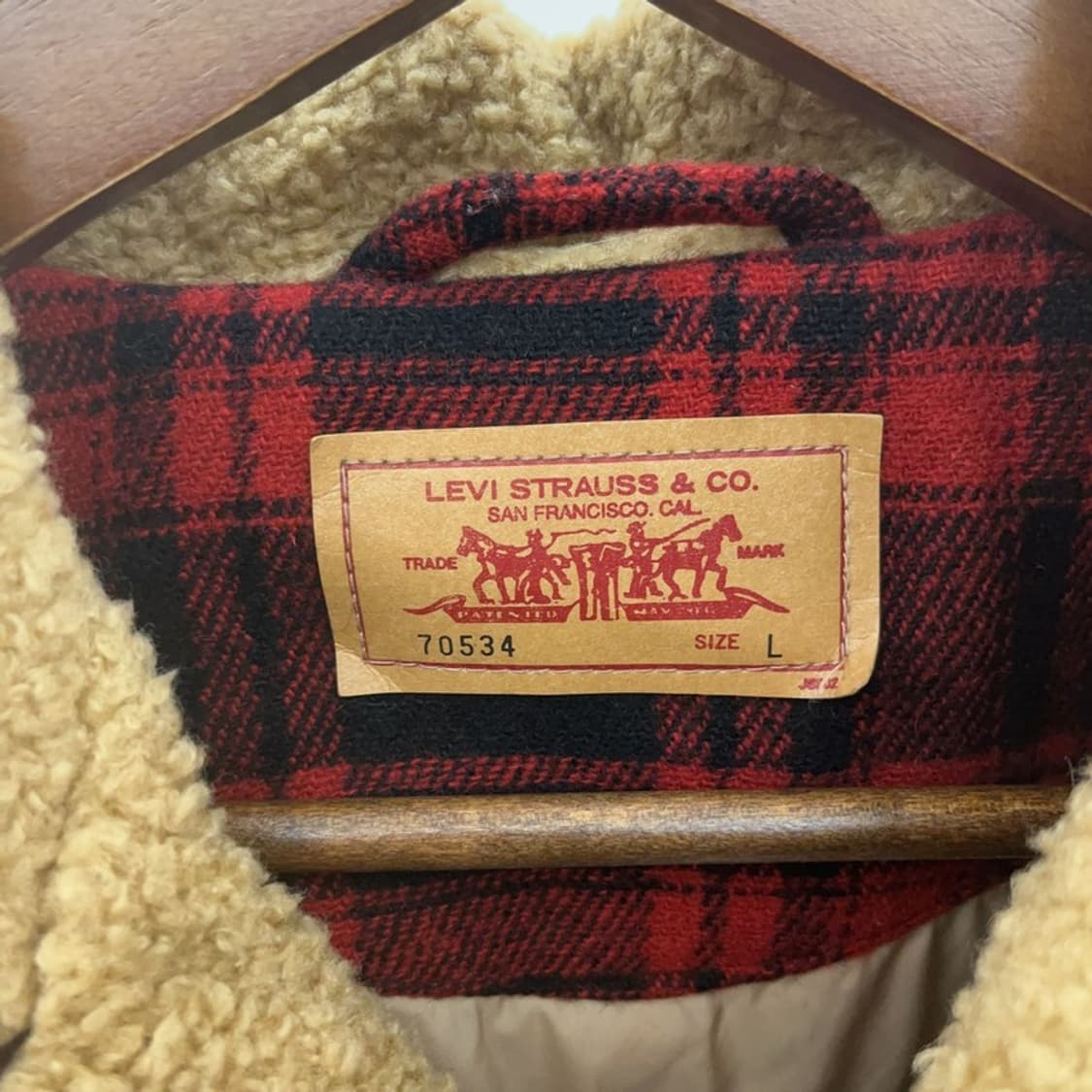 리바이스 빈티지 양털카라 홀리데이 타탄체크 자켓 L C07736 상품이미지5