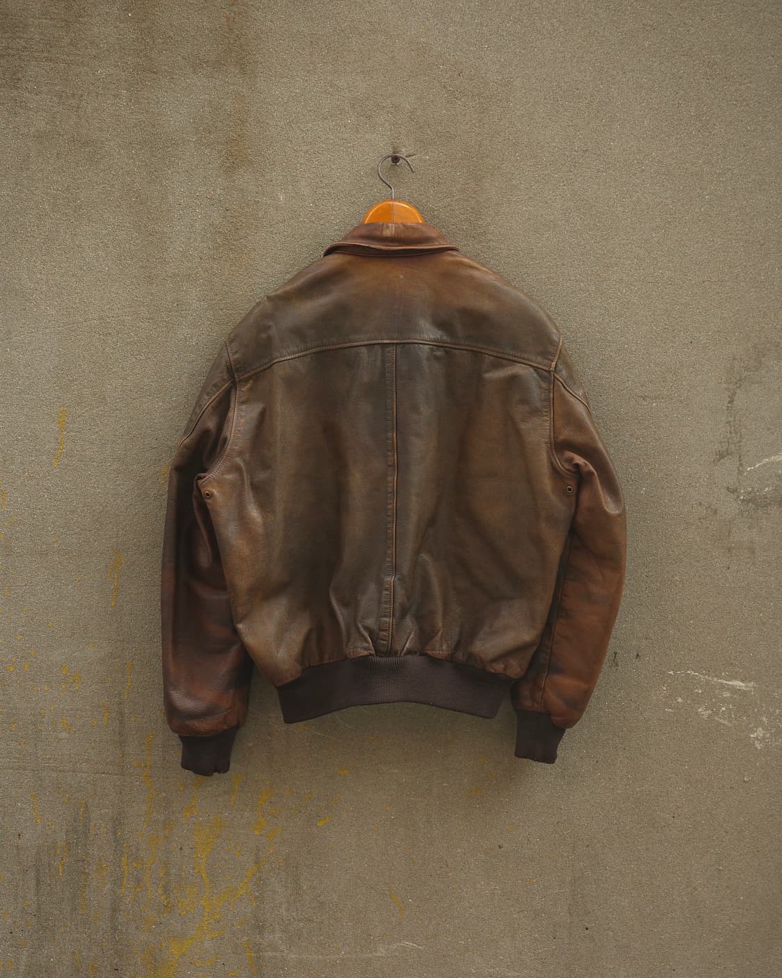 80s 90s L.L.bean 에이징 고트스킨 a-2 레더 자켓 상품이미지5