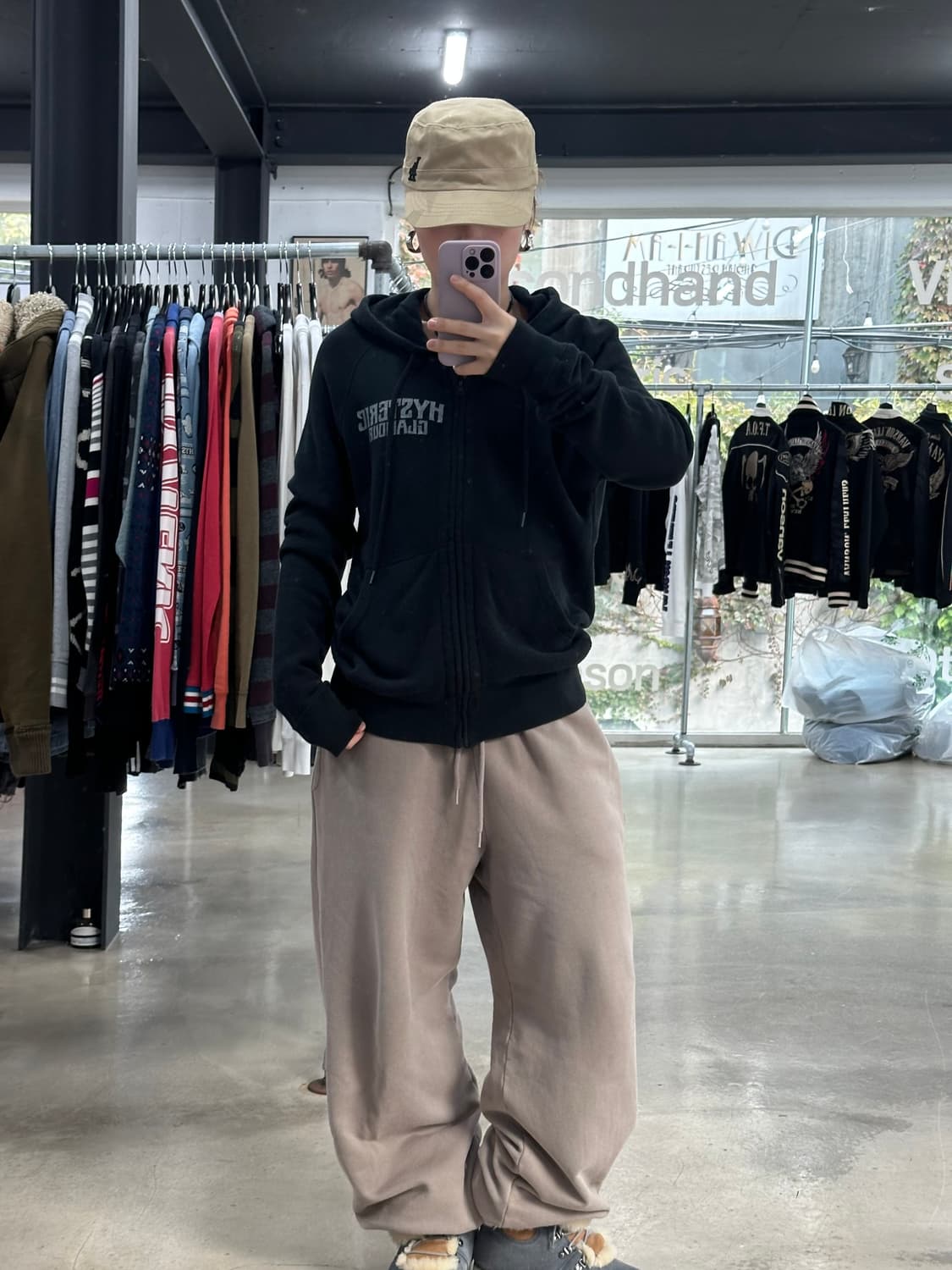 히스테릭글래머 히스걸 빅로고후드집업 블랙 상품이미지5