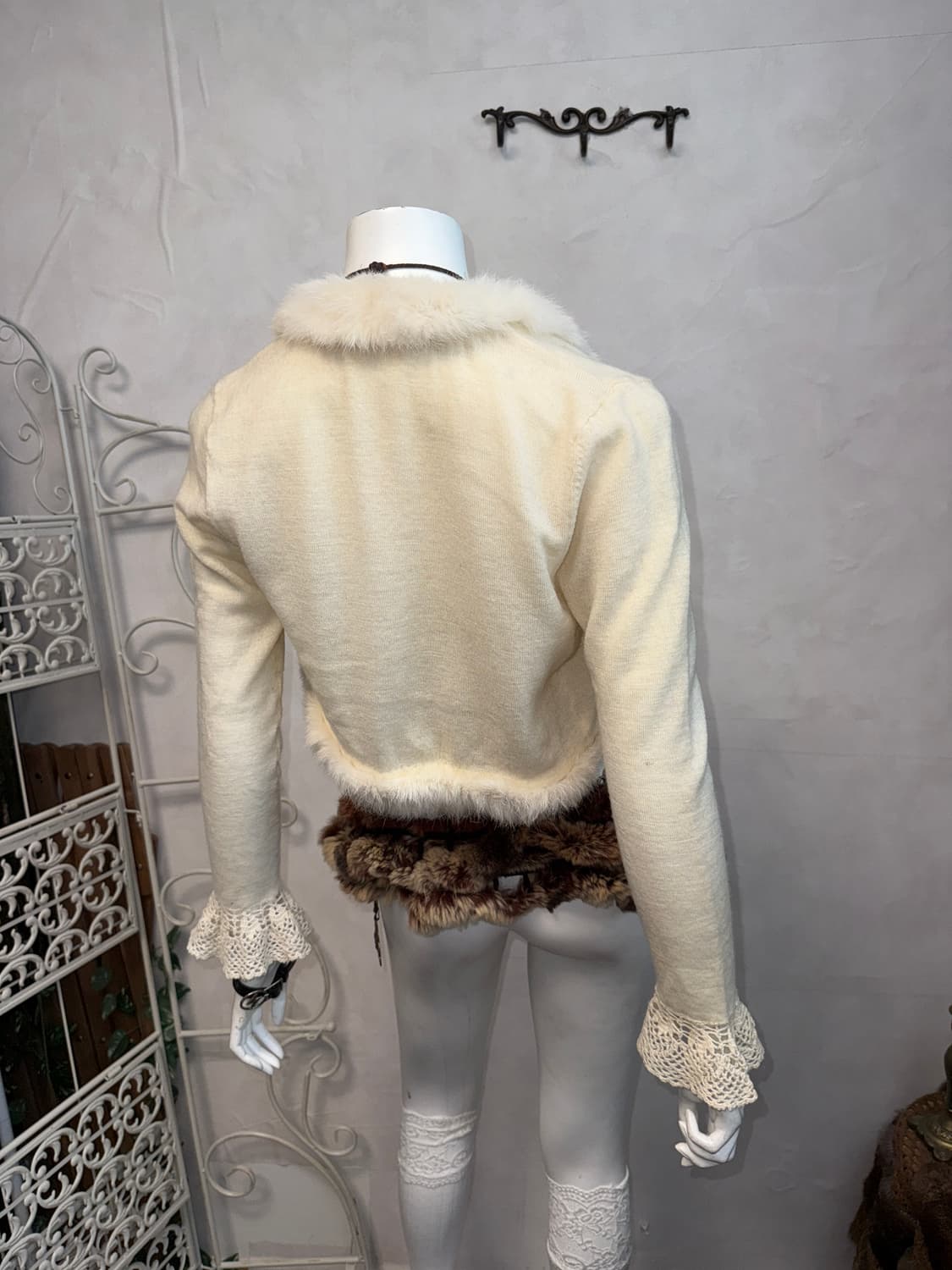 L’est rose wool rabbit fur trimming 볼레로 상품이미지3