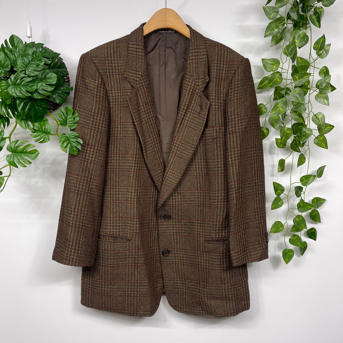 아르마니] 빈티지 체크 브라운 울 자켓 (L) 상품이미지2