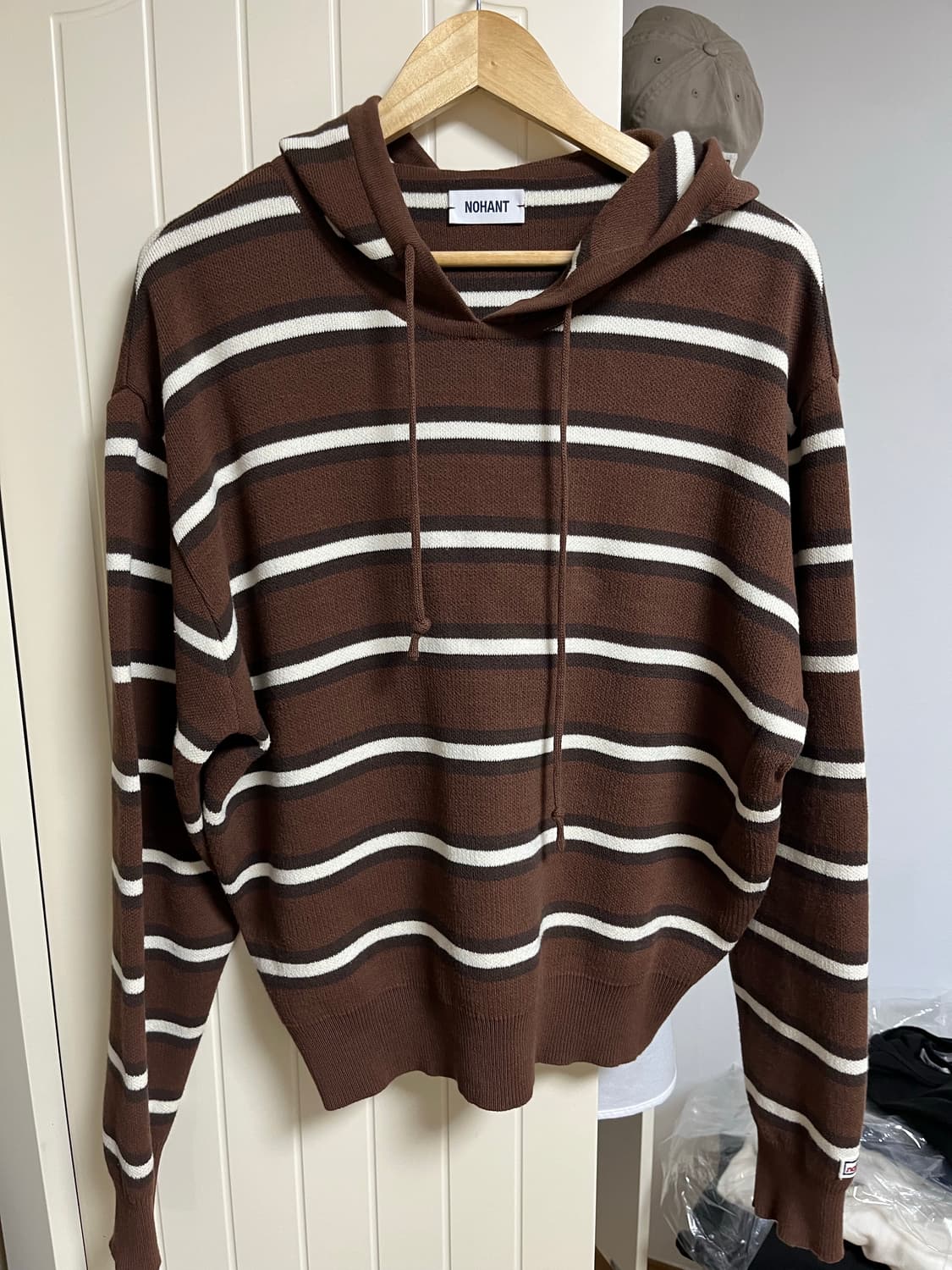 노앙 MULTI STRIPE KNIT HOODIE BROWN 상품이미지1