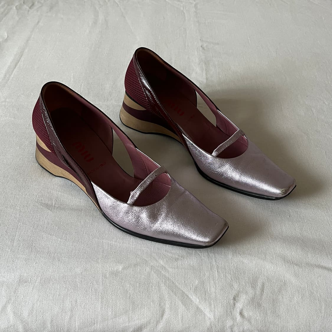 SS2000 미우미우 스포츠 메탈릭 핑크 웨지 상품이미지2