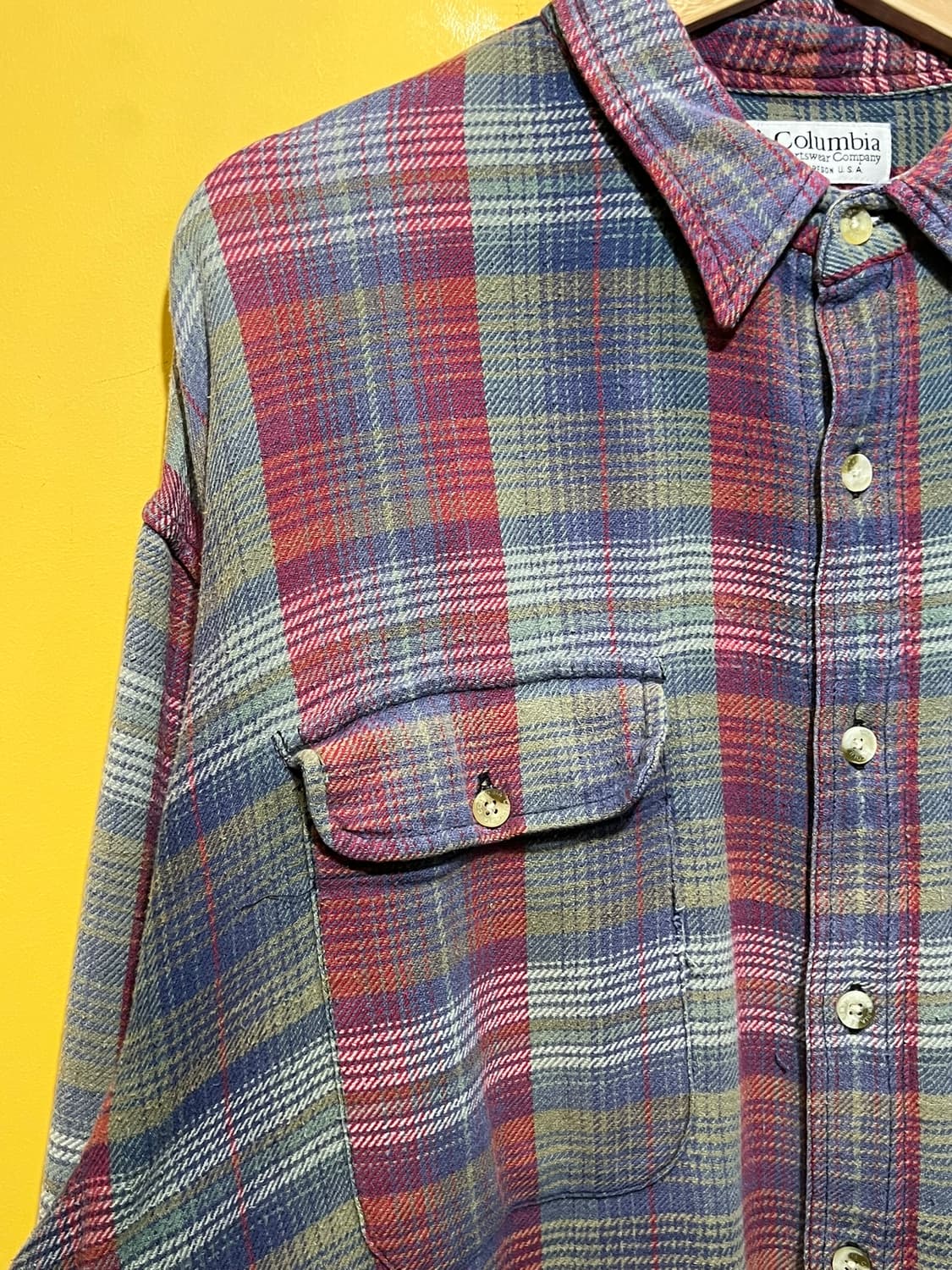 90s [XL] 올드 콜롬비아 빈티지 체크 플란넬 셔츠 상품이미지3