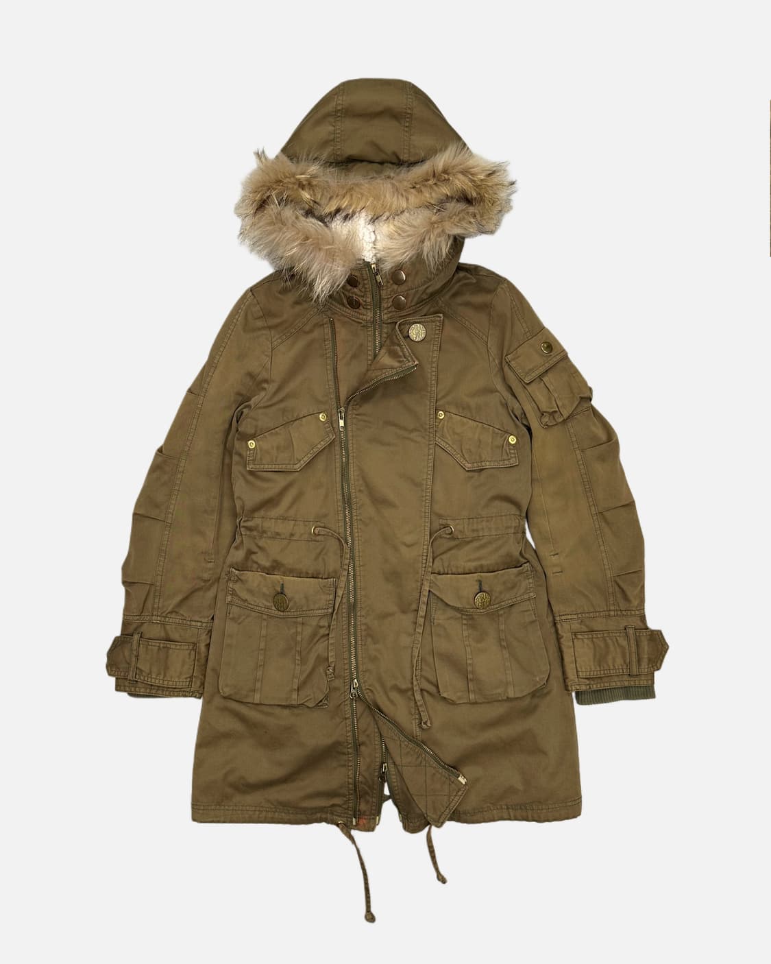 SPIRAL GIRL khaki fur hood parka 상품이미지3