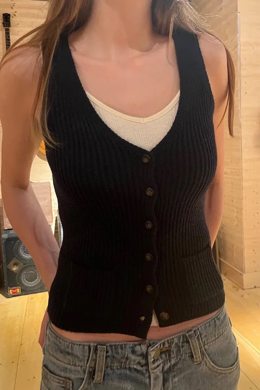 브랜디멜빌 Brandy Melville 울 베스트 네이비 상품이미지1