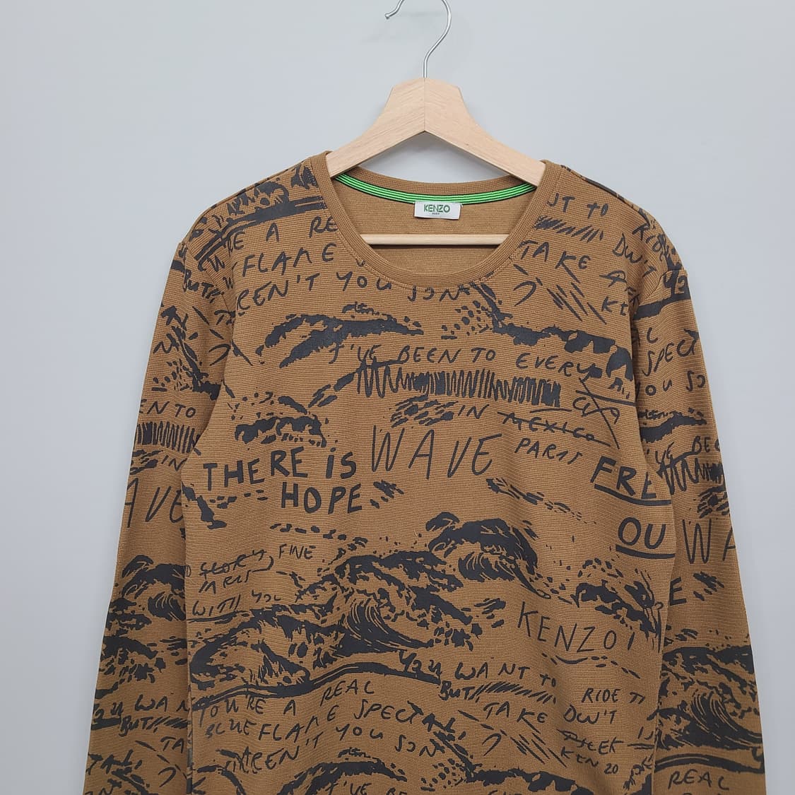 [정품] 겐조 일본한정 웨이브 그래픽 레터링 긴팔 니트 스웻셔츠 L 상품이미지3