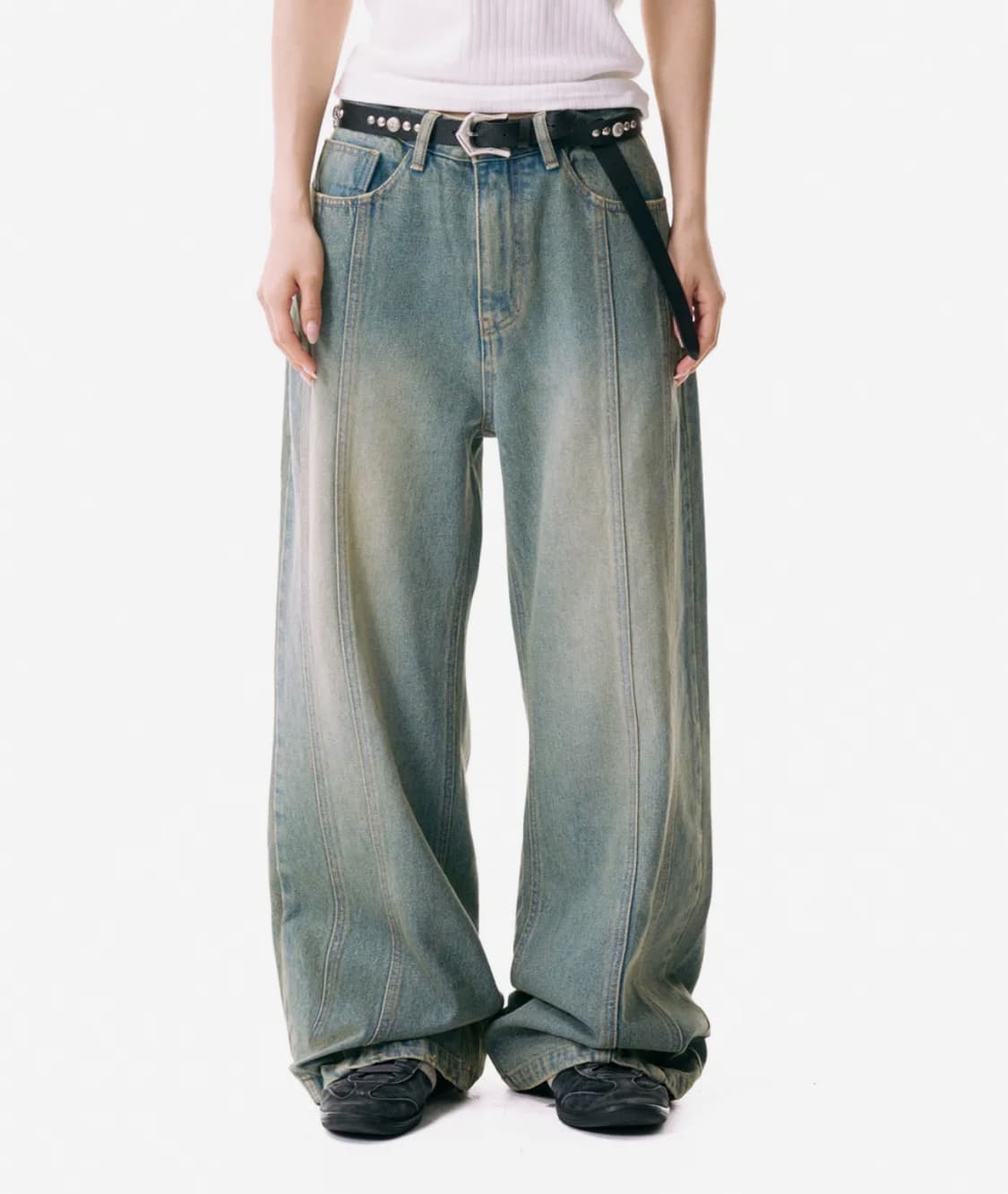 이우가마라카스 Ribbon Denim Pants (Sand Blue) 상품이미지2