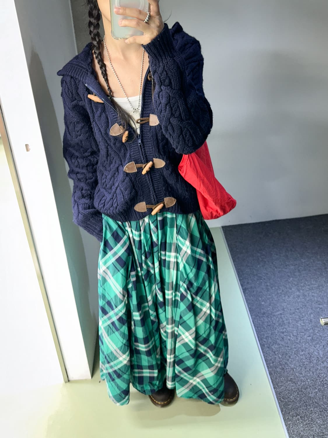 green check maxi skirt 상품이미지3