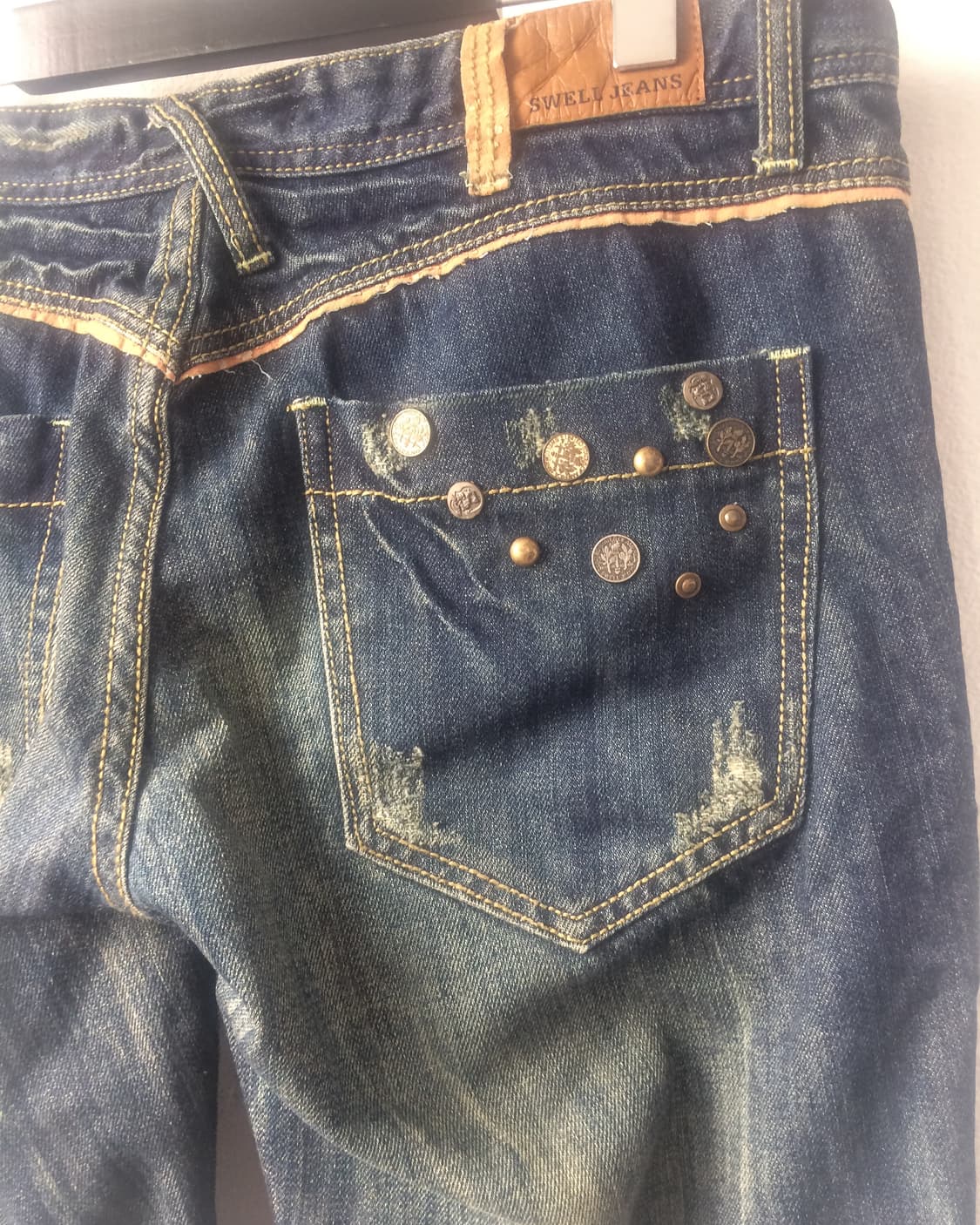 Back pocket button point washing denim p 상품이미지7