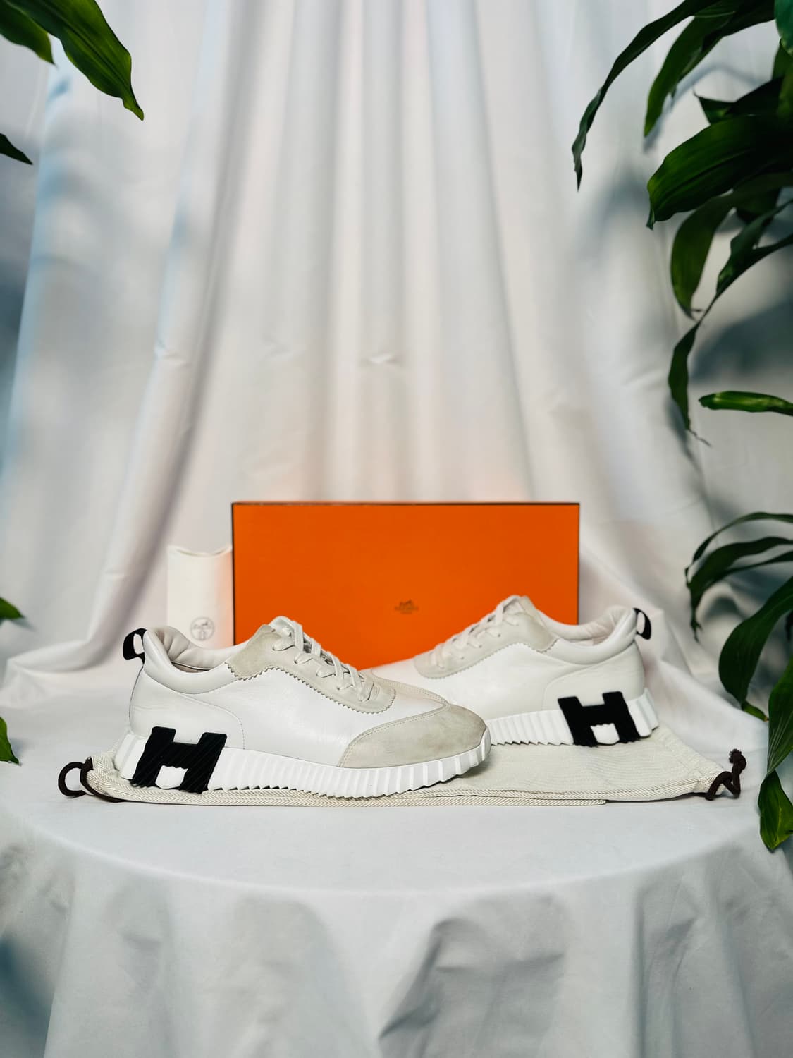 (42) 에르메스 바운싱 화이트 코트스킨 블랑 스니커즈 상품이미지1