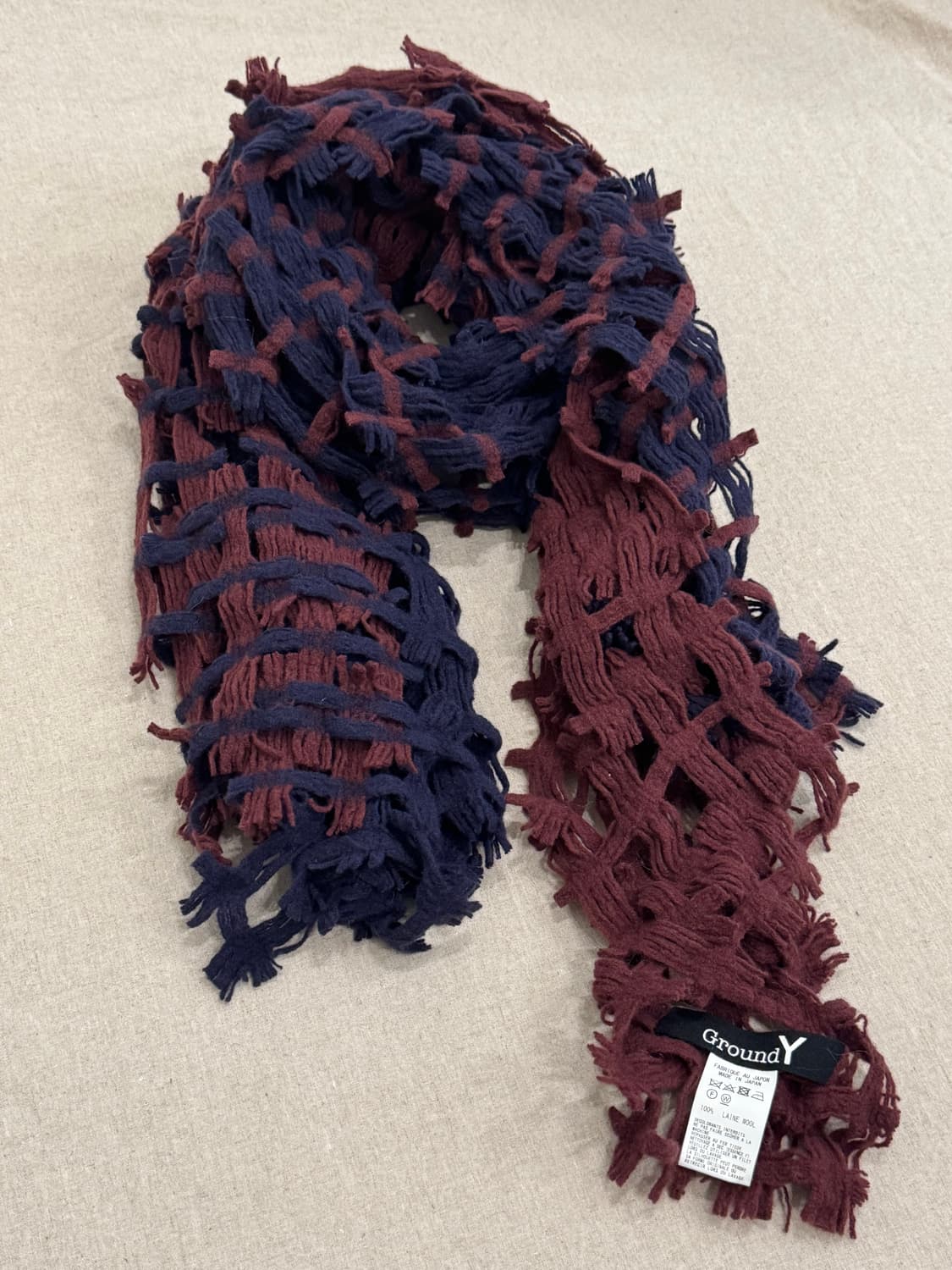 요지야마모토 그물 바이컬러 울 머플러 상품이미지5