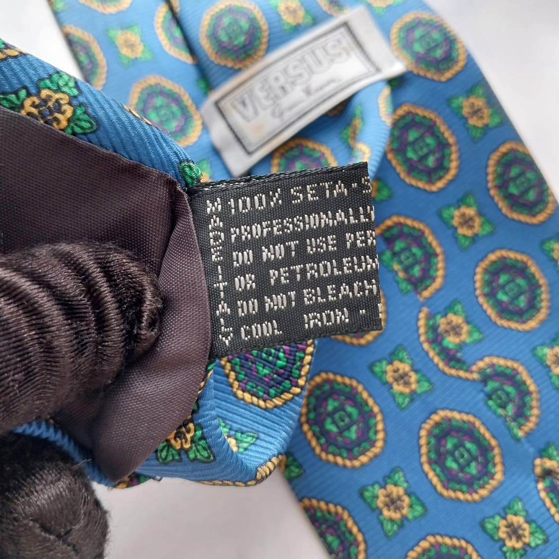 베르사체 실크 블루 패턴 넥타이 9.5cm A~B등급 K2160 상품이미지4