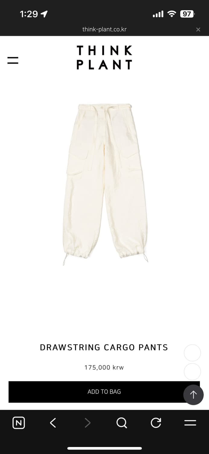 띵크플랜트 드로우스트링 카고팬츠 새상품 상품이미지1