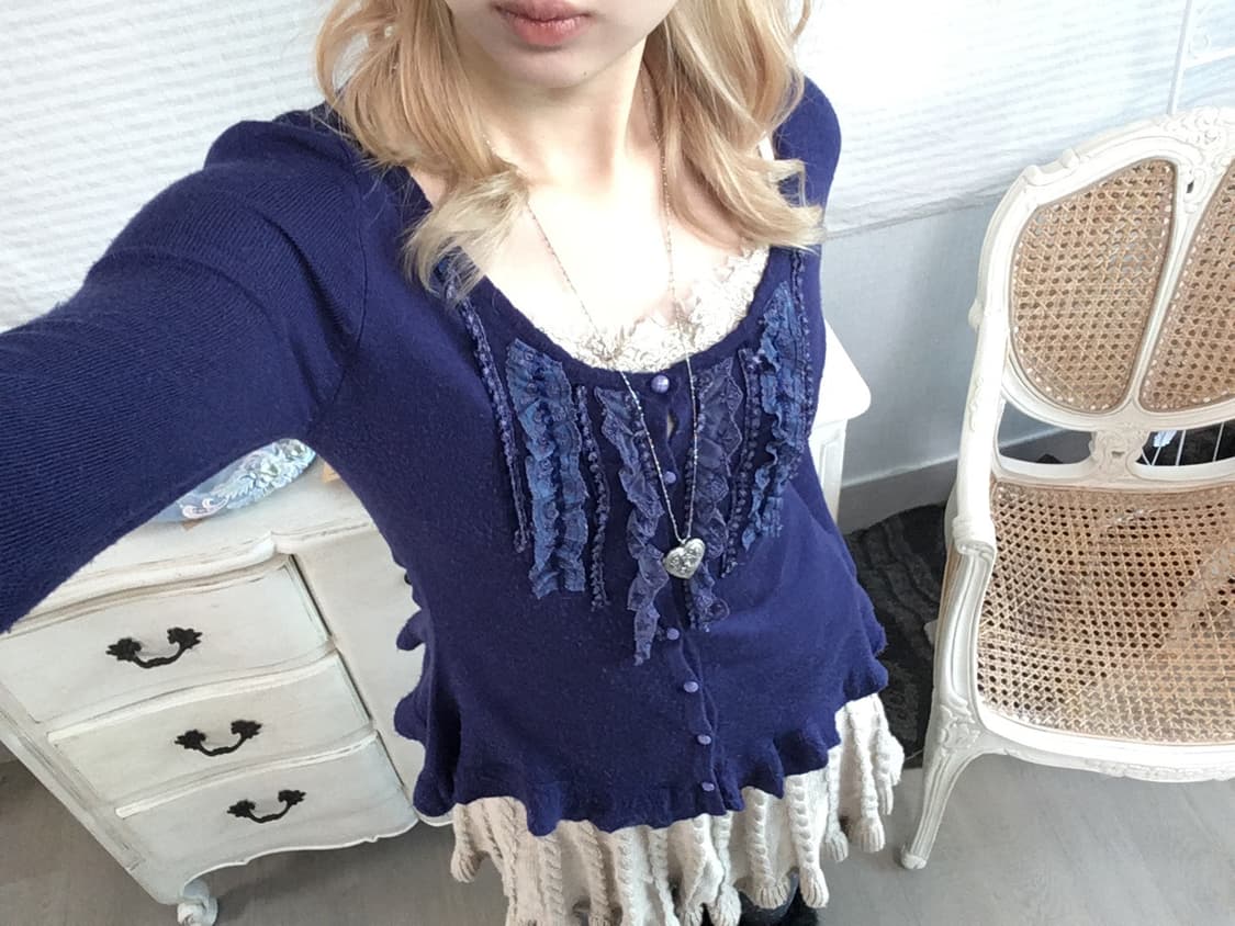 axes femme purple lace fur-collar ribbon 상품이미지4