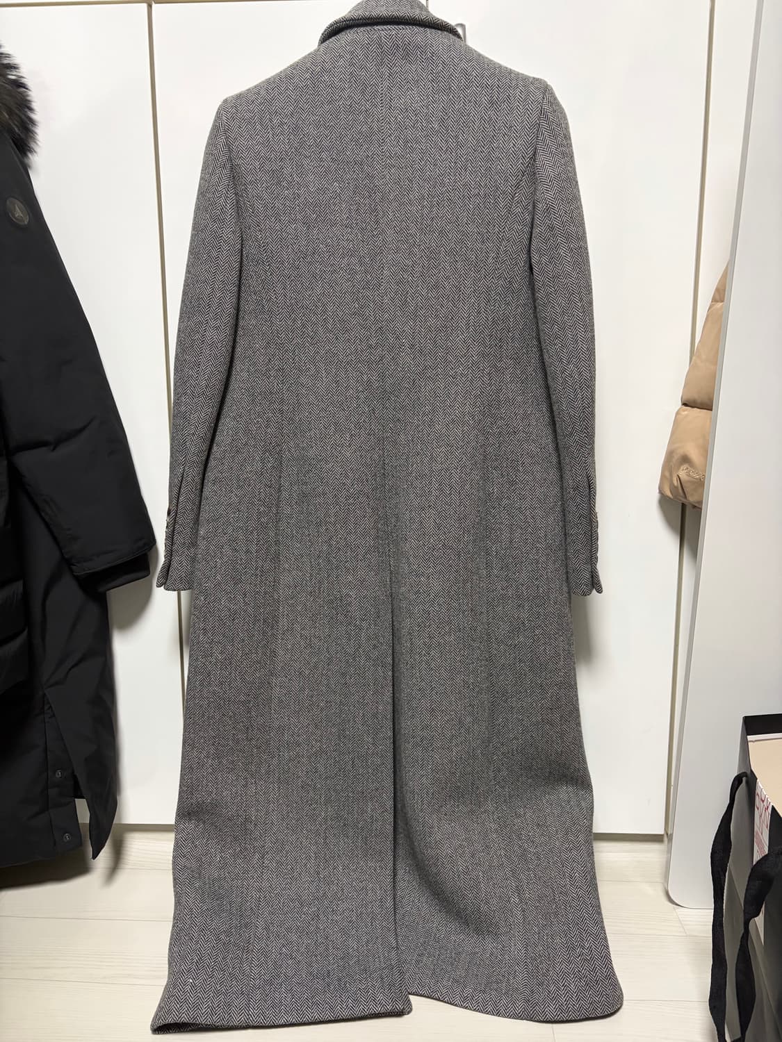 씨엘제로클로즈 여성 그레이 헤링본 싱글 롱코트 상품이미지7