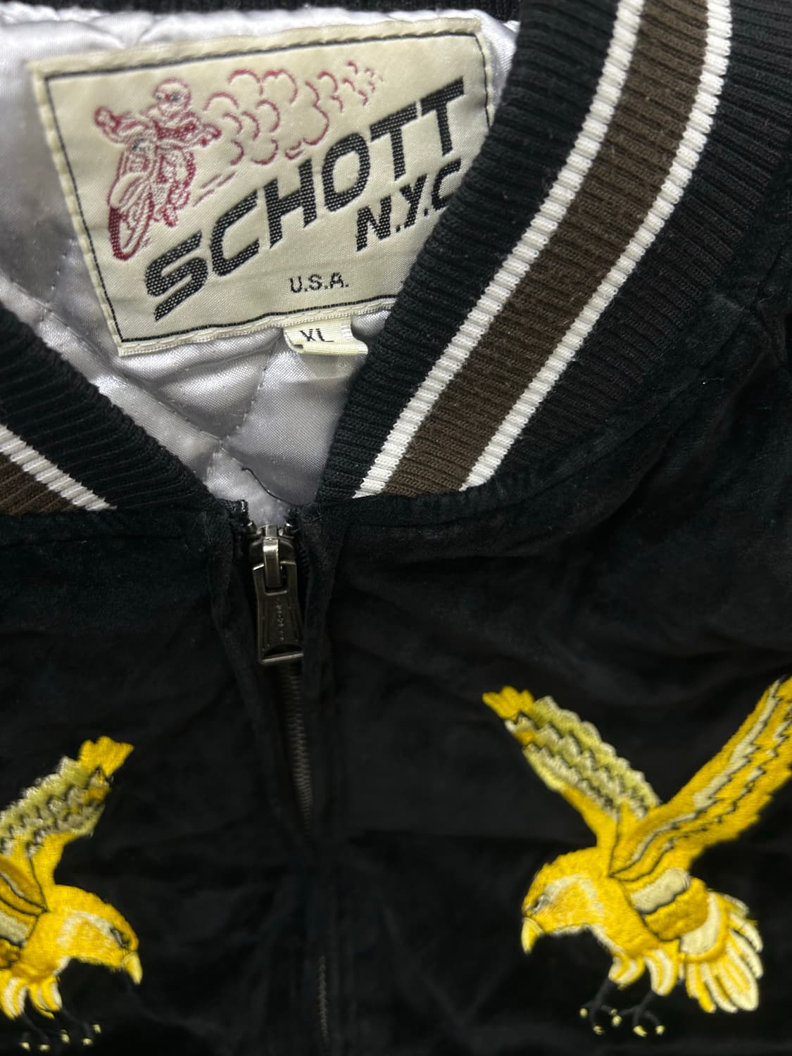 [XL]쇼트 수베니어 벨루어 자수 봄버 자켓/블랙 상품이미지6