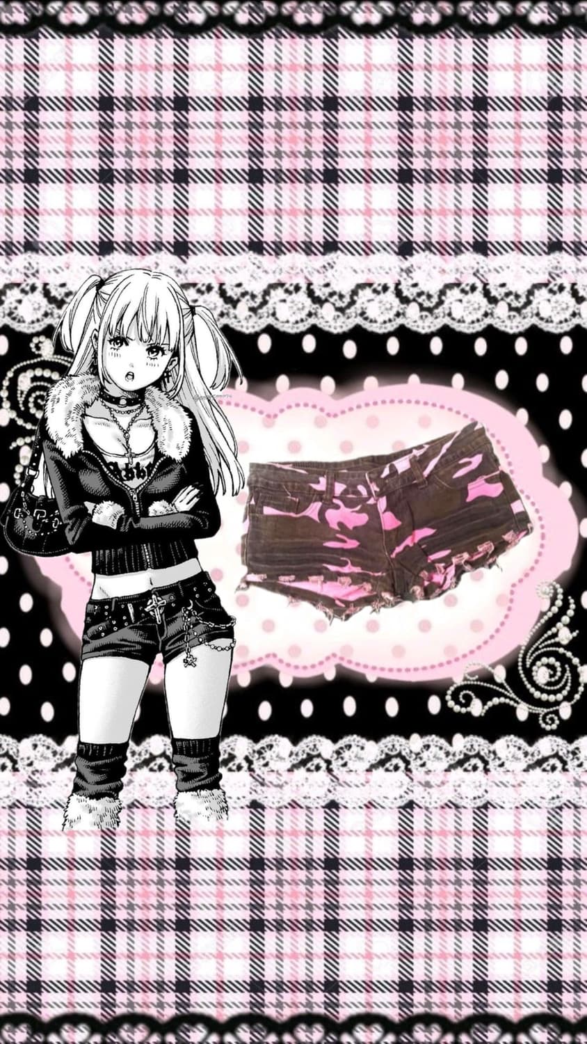 빈티지 갸루 베이프깔 초코 딸기 숏팬츠 상품이미지1