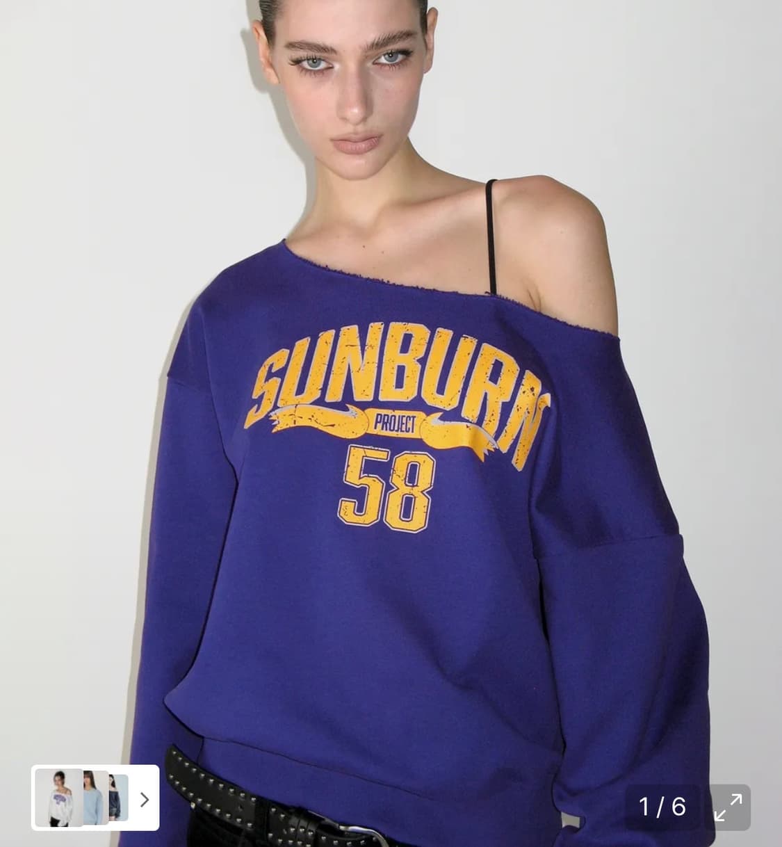 Off-shoulder Sunburn Sweatshirt, PURPLE 상품이미지1