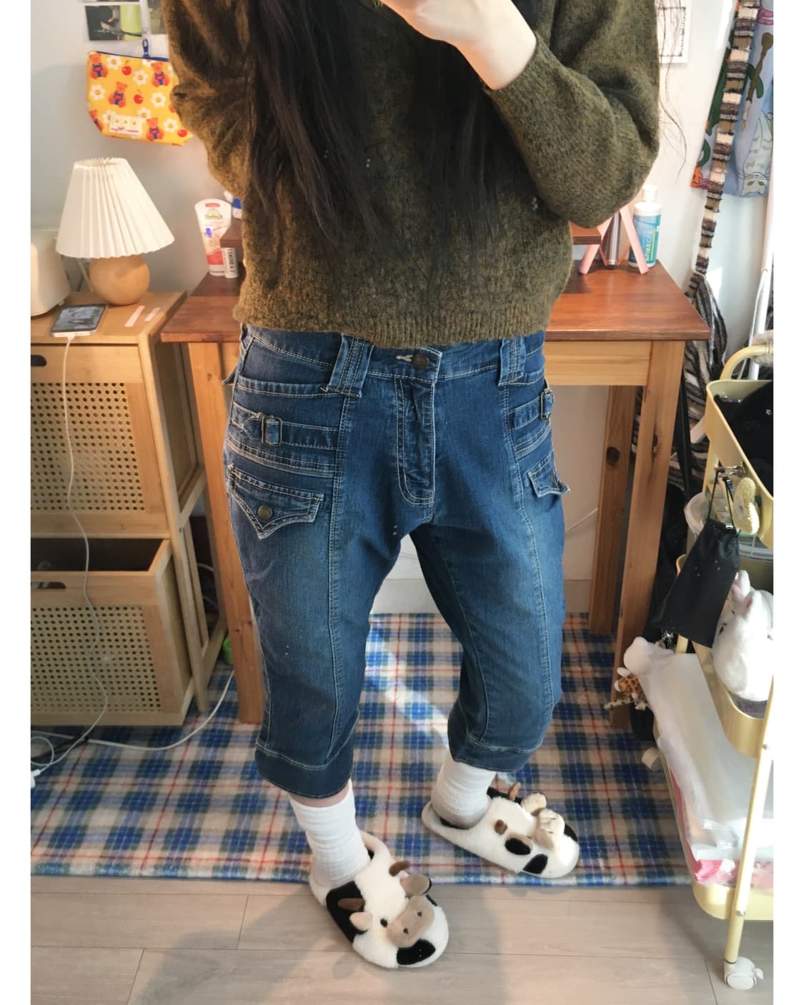 vintage pocket denim capri pants blue 상품이미지2