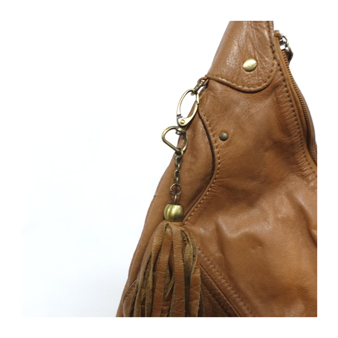 빈티지 태슬 디테일 브라운 레더 오리가미백 상품이미지6