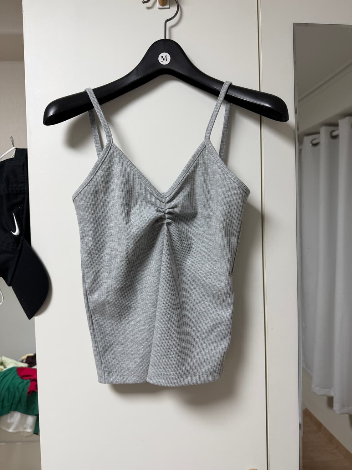 회색 골지 셔링 나시티 상품이미지1