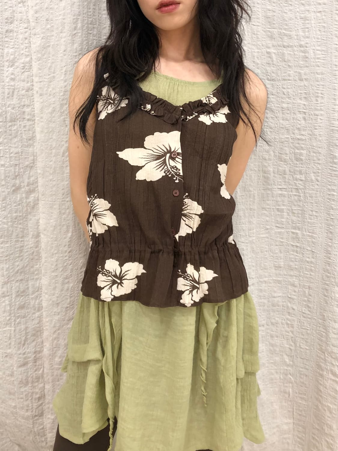 Brown floral bustier 상품이미지3