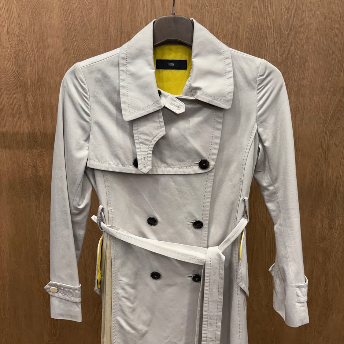 시스템 트렌치 코트 허리 벨트 셋인 숄더 더블 브레스티드 디테일 아이보리 상품이미지4